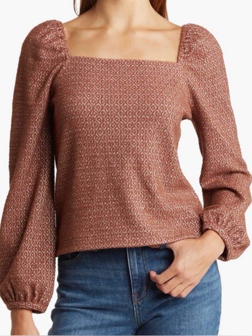 Madewell Jacquard Puff Sleeve Top